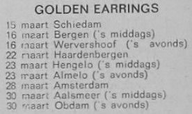 Golden Earrings show overview March 1969